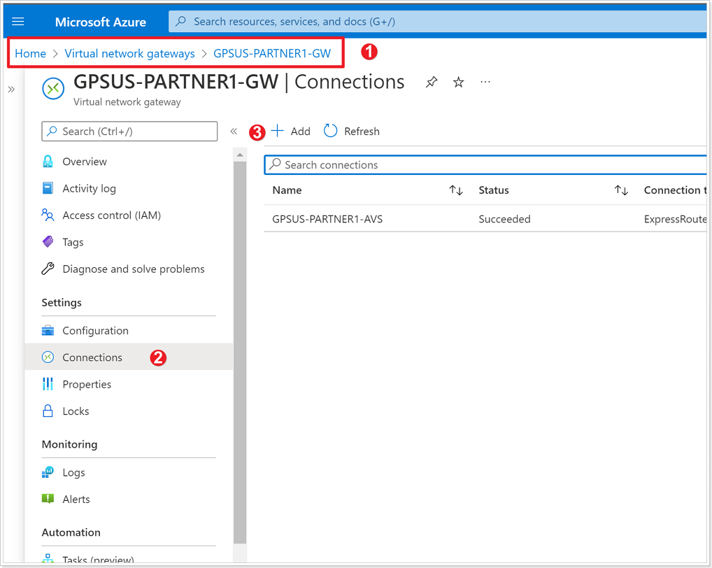 VNet Gateway Connection